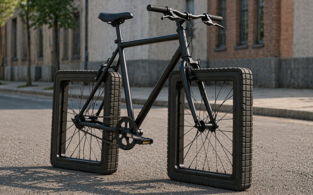 Bicycle with square tires illustrating inefficient problem solving in business